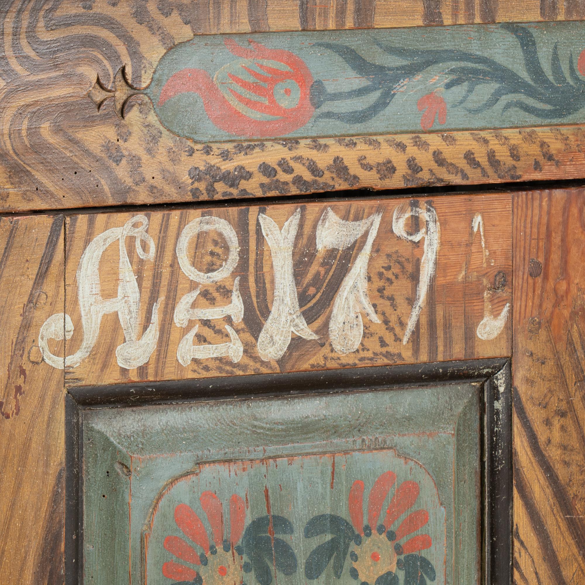 Original Painted Swedish Cabinet Sideboard, Dated 1791 2