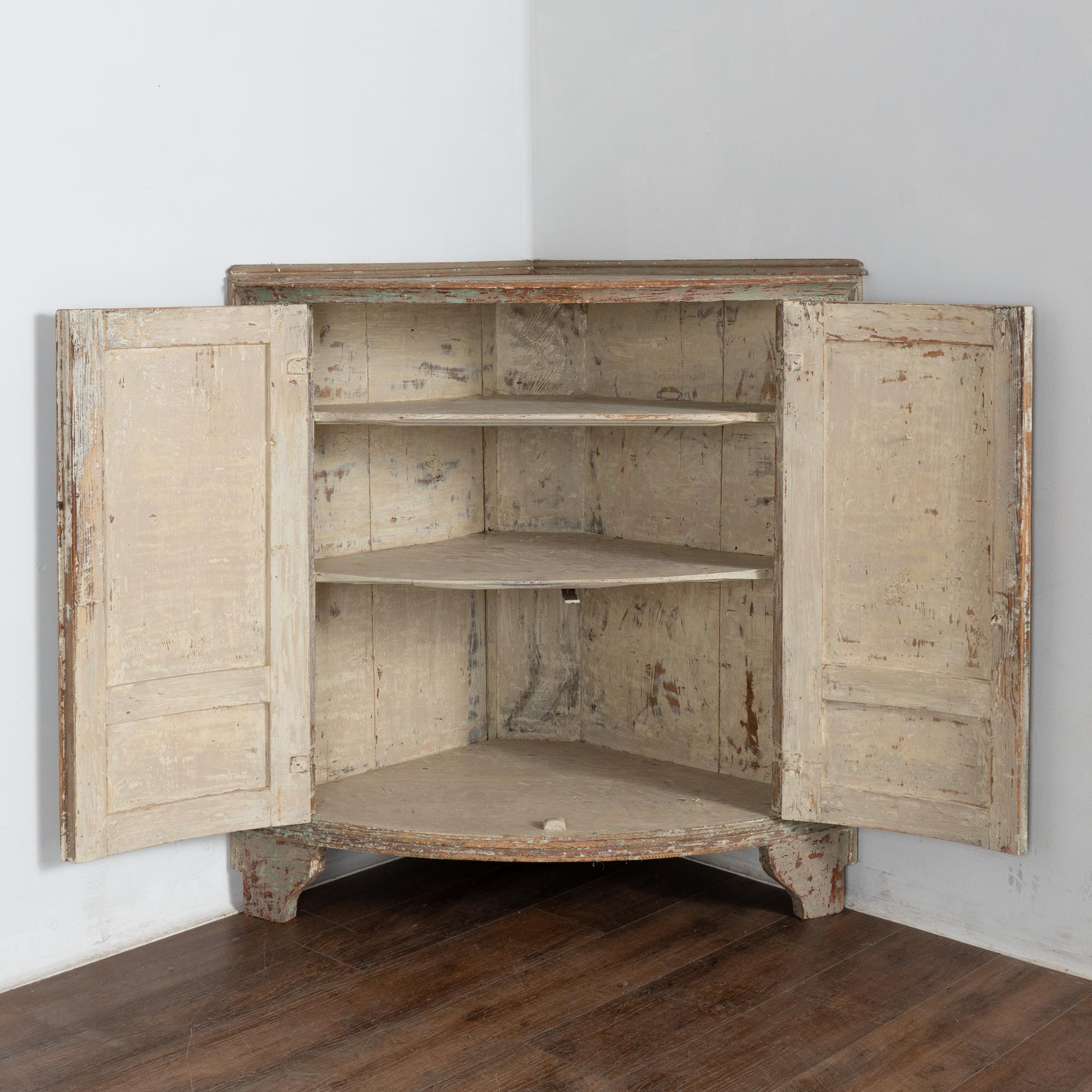 Country Original Painted Swedish Corner Cabinet, circa 1840
