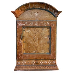 Original Painted Swedish Folk Art Hanging Cabinet
