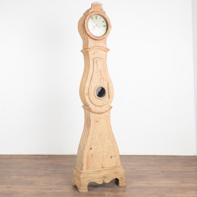 Original Painted Swedish Mora Grandfather Clock, circa 1840 For