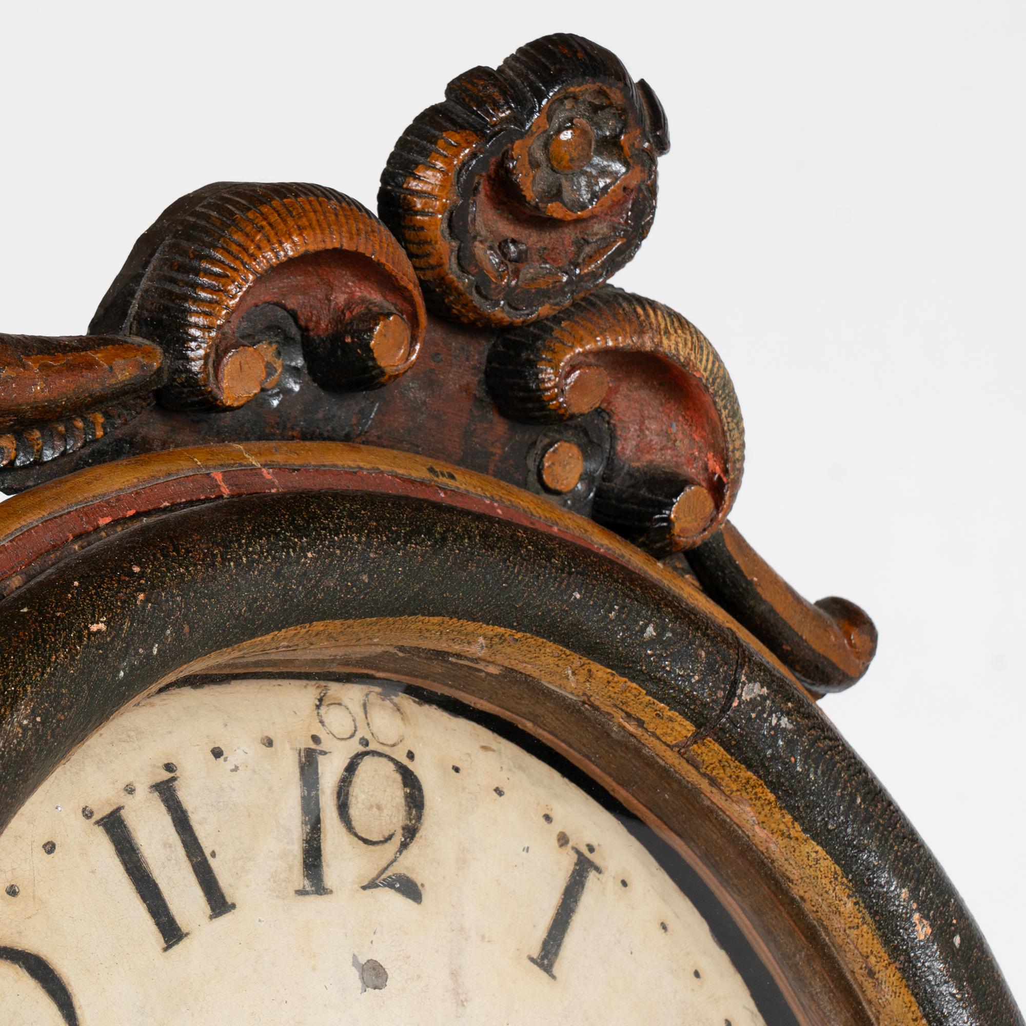 Original Painted Swedish Mora Grandfather Clock, dated 1814 1