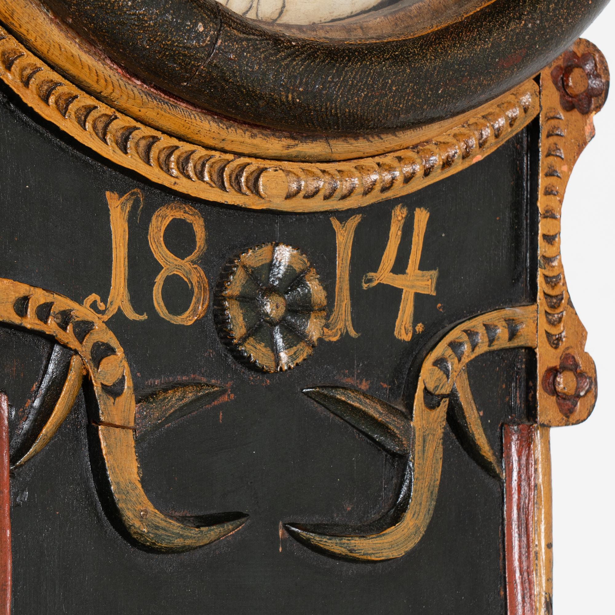 Original Painted Swedish Mora Grandfather Clock, dated 1814 2