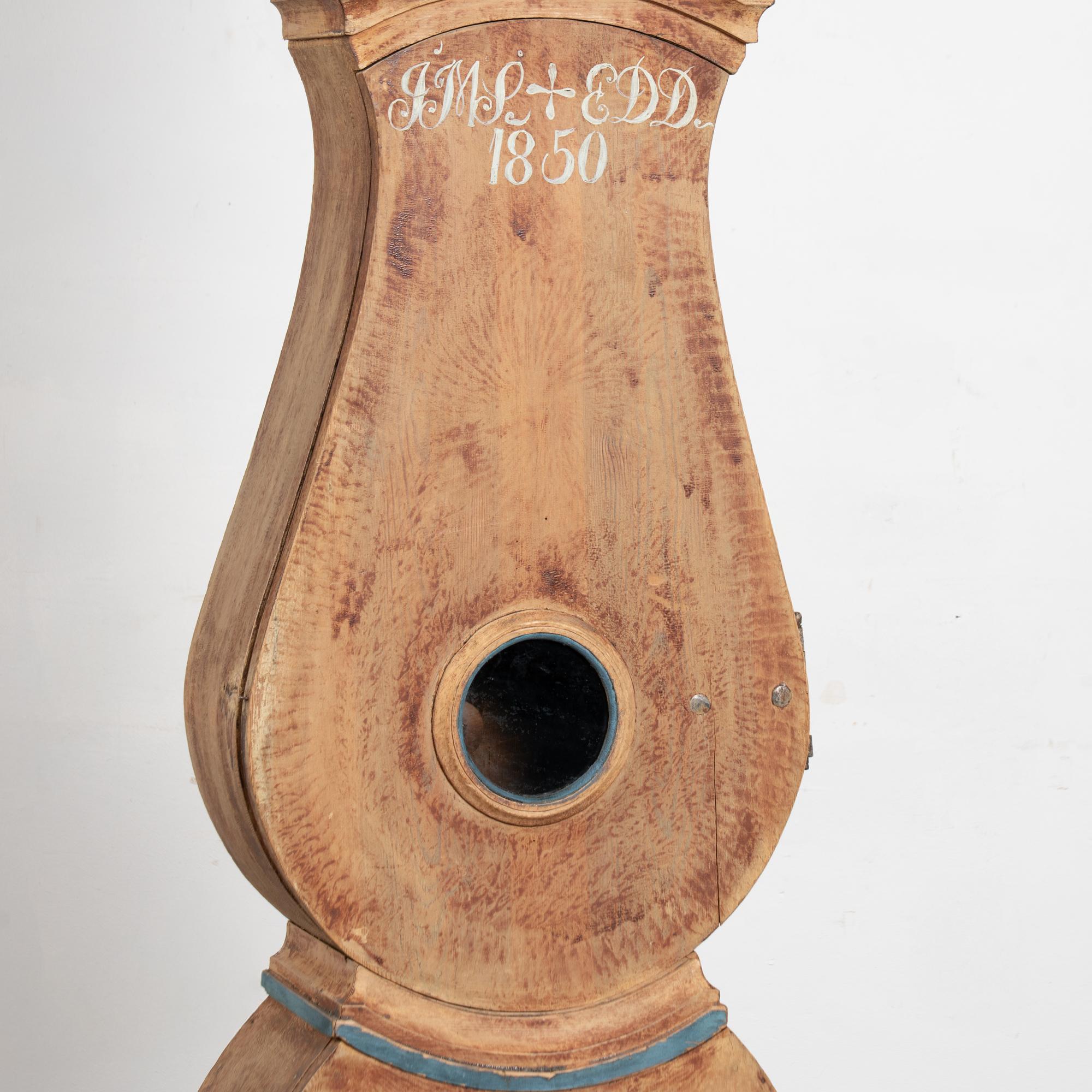 19th Century Original Painted Swedish Mora Grandfather Clock , Dated 1850 For Sale