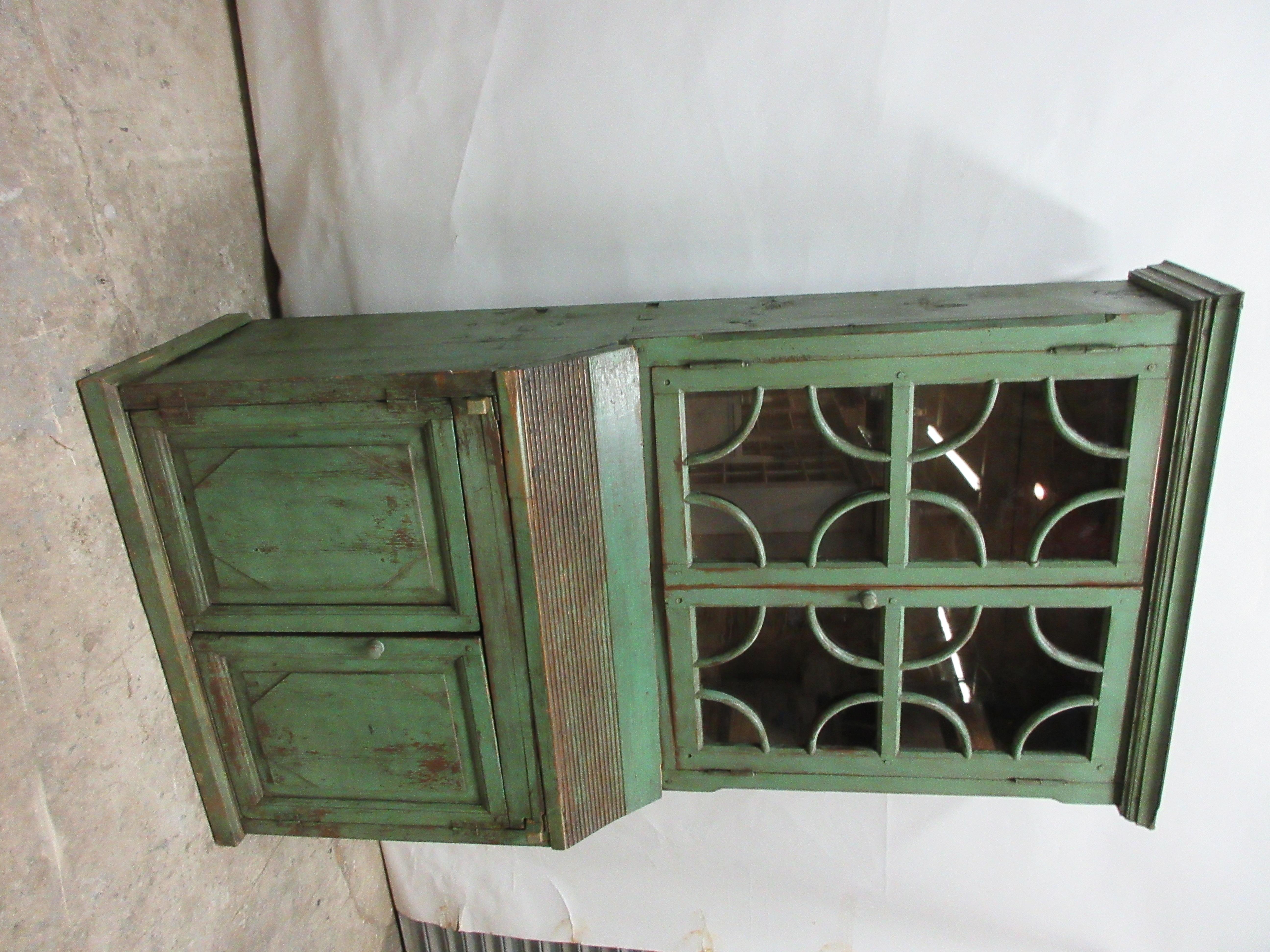 This is an original painted Swedish secretary hutch. Nothing has been done to it to alter its Original condition. This is a 1 piece Secretary cabinet.