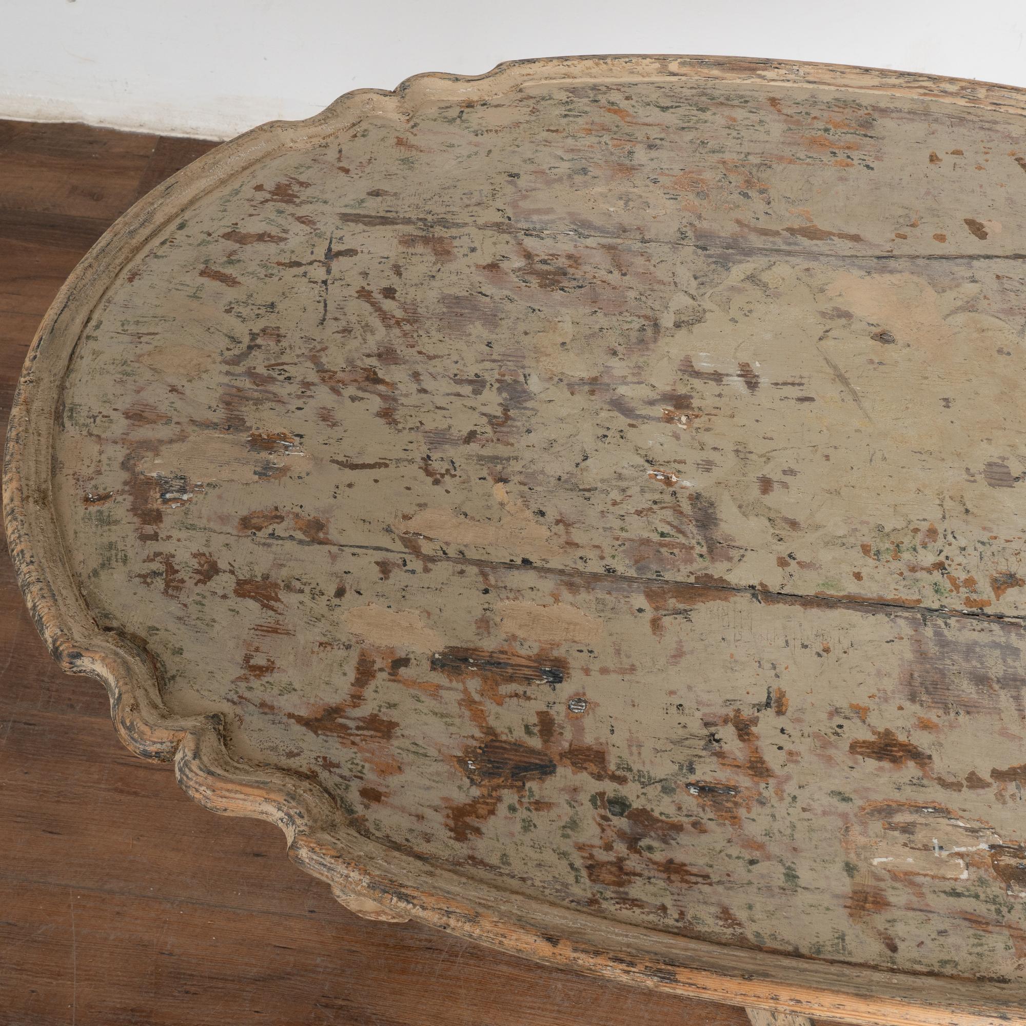 Metal Original Painted Tilt Top Rococo Side Table, Sweden circa 1820-40