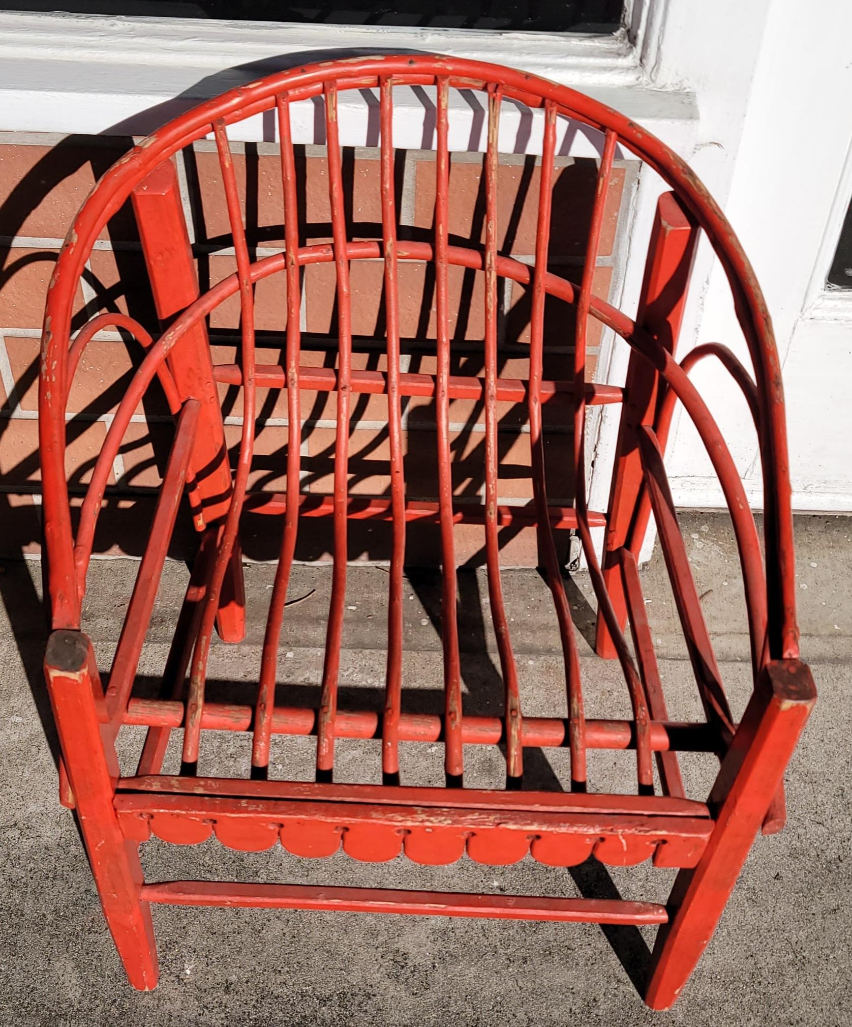 Original Painted Twig Chairs with Serape Cushions In Good Condition In Los Angeles, CA