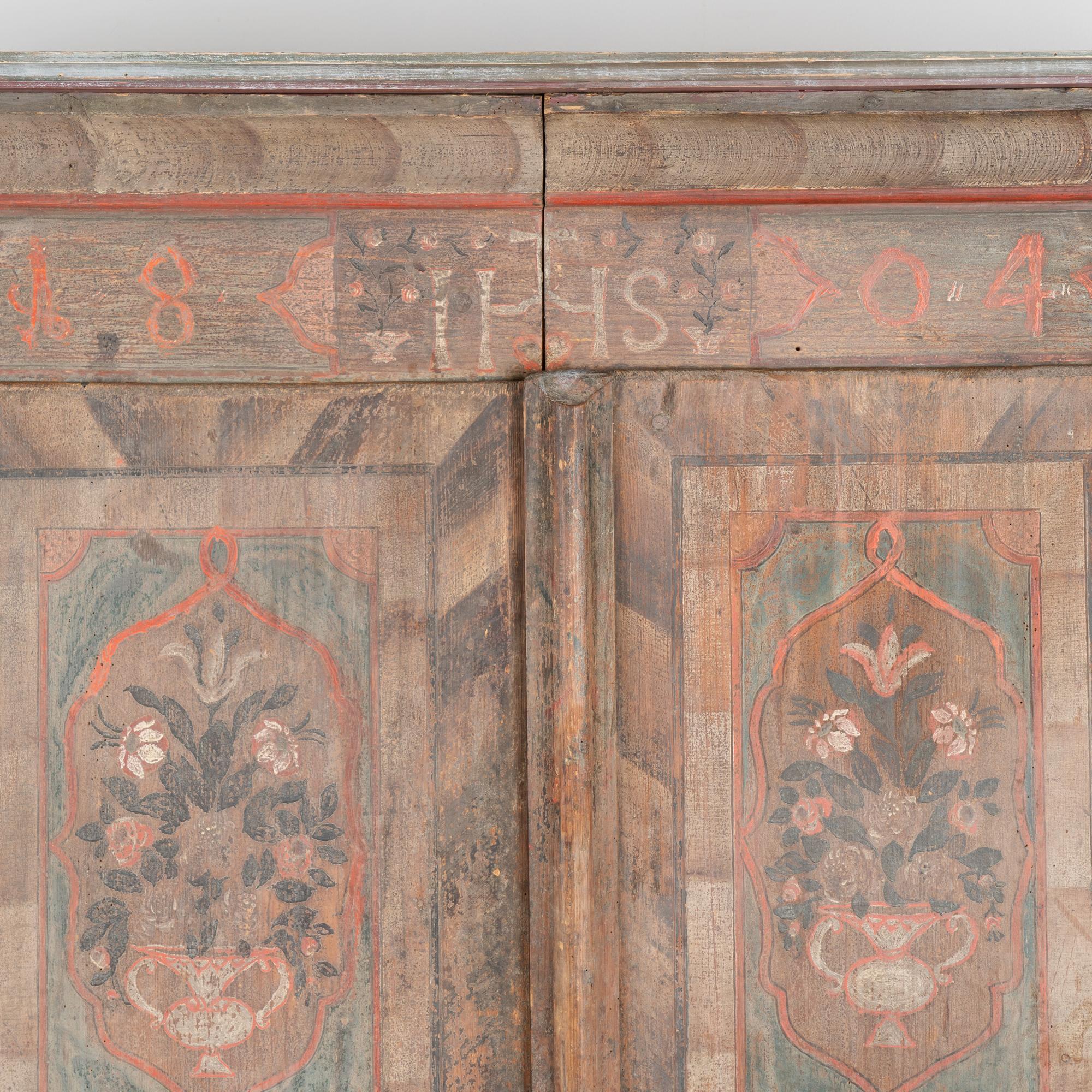 Original Painted Two Door Armoire With Flowers, Austria dated 1804 3