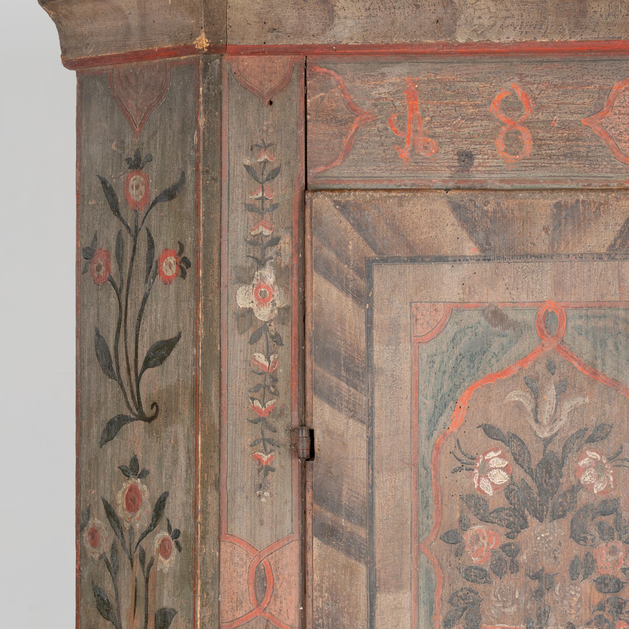 Original Painted Two Door Armoire With Flowers, Austria dated 1804 4