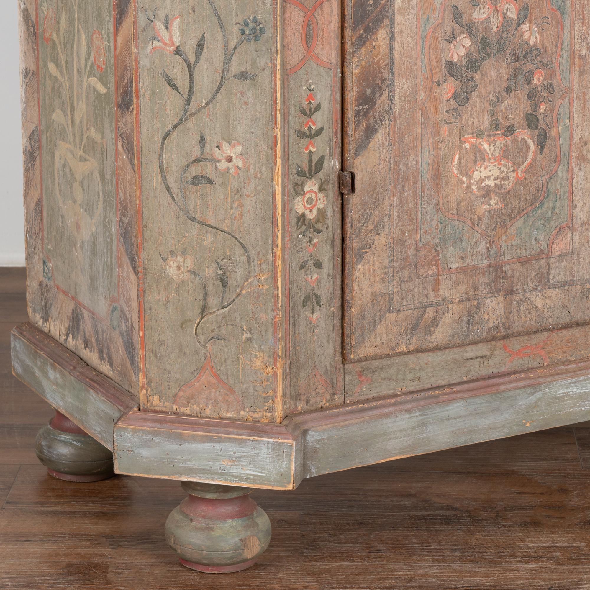Original Painted Two Door Armoire With Flowers, Austria dated 1804 In Good Condition In Round Top, TX