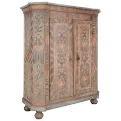 Original Painted Two Door Armoire With Flowers, Austria dated 1804