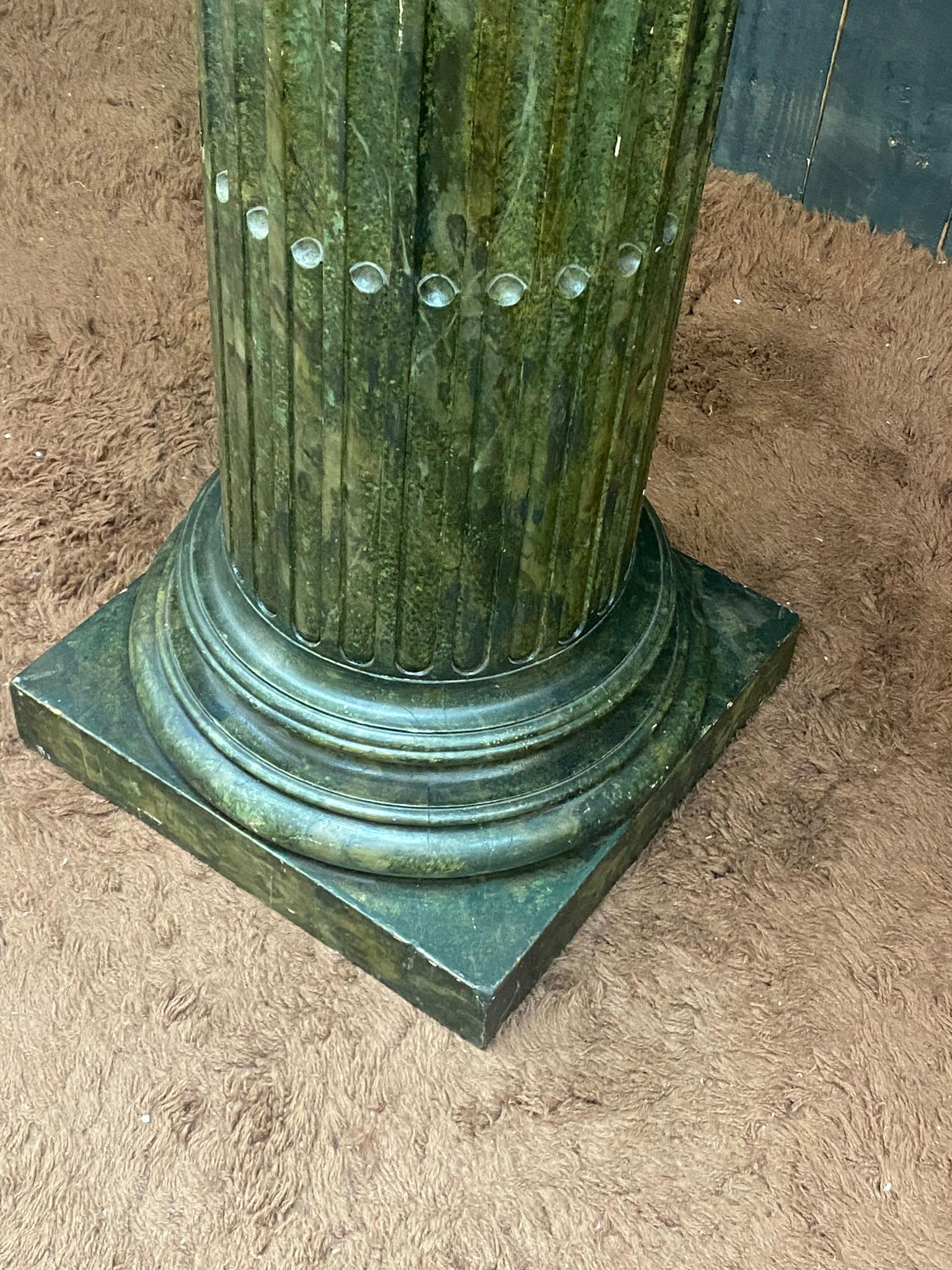 original painted wooden pedestal, imitating marble circa 1900  For Sale 5