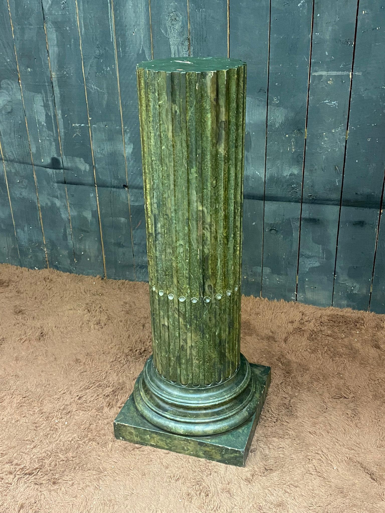 French original painted wooden pedestal, imitating marble circa 1900  For Sale