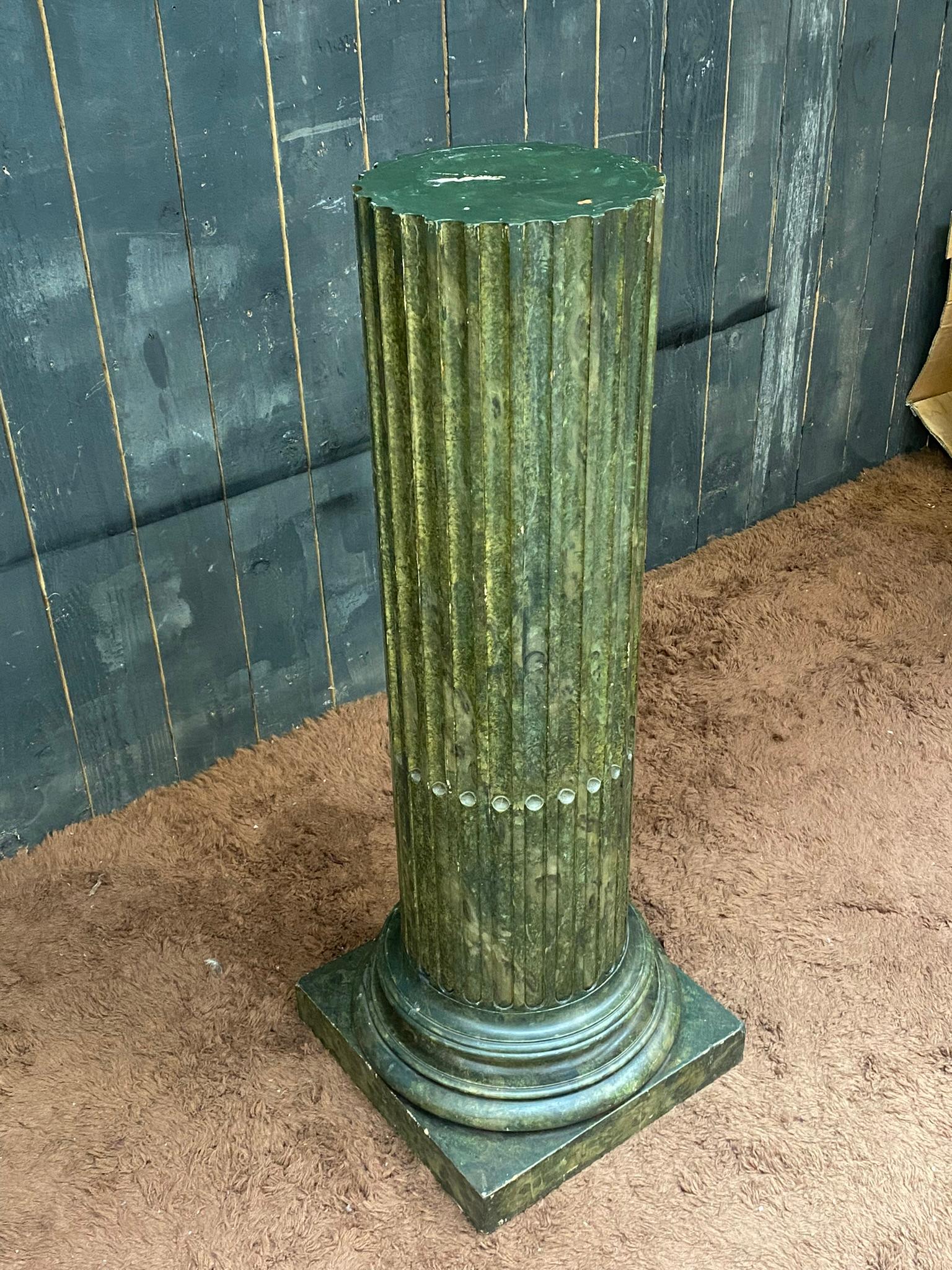 Early 20th Century original painted wooden pedestal, imitating marble circa 1900  For Sale