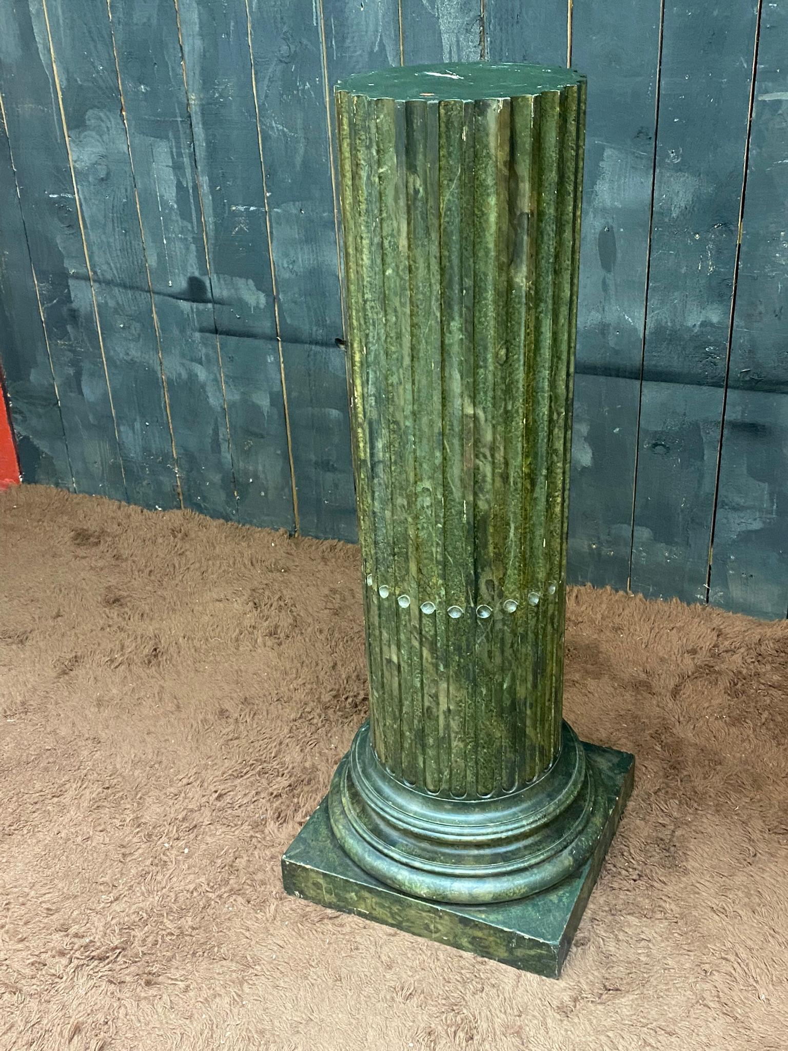 original painted wooden pedestal, imitating marble circa 1900  For Sale 1