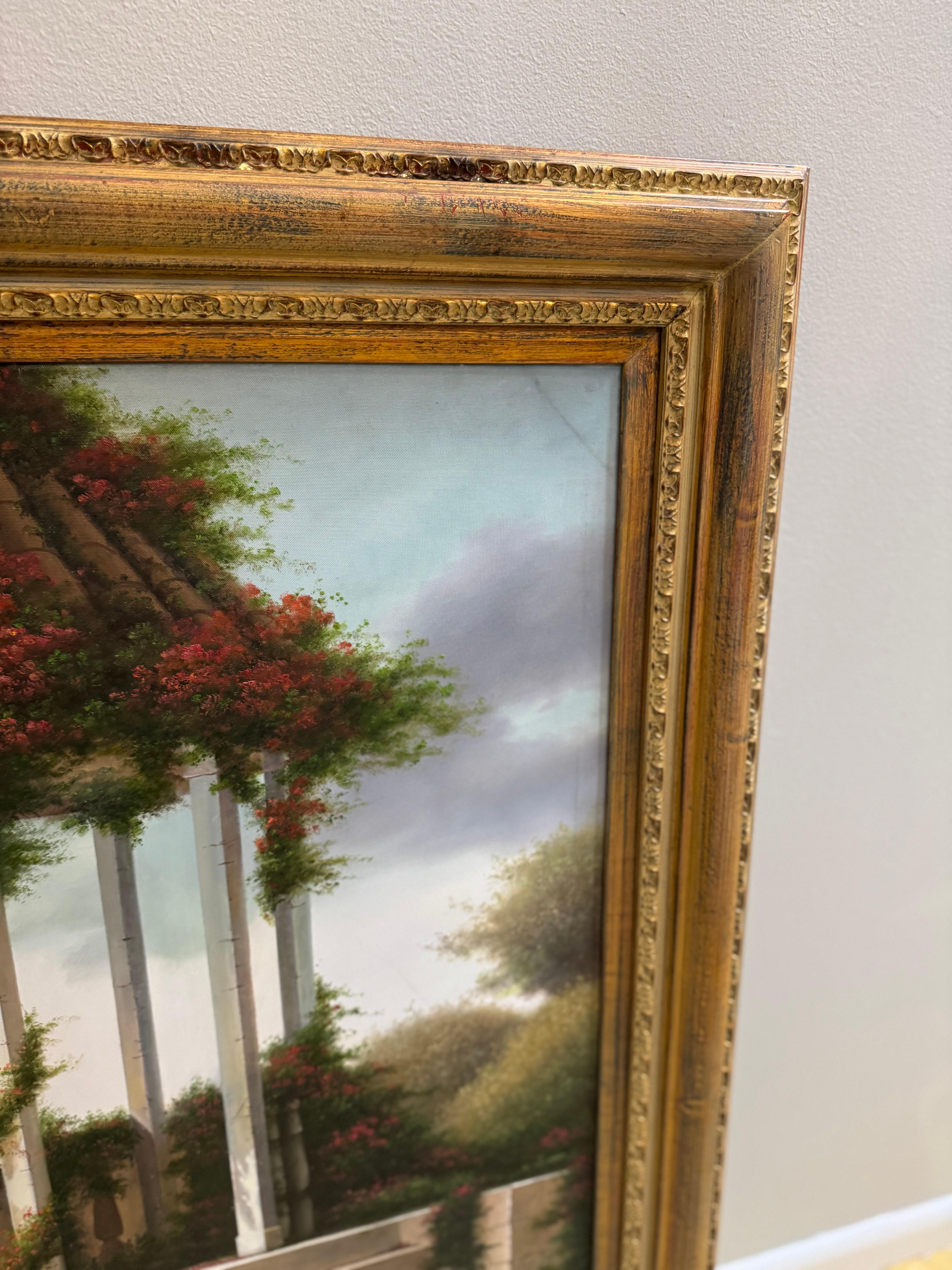 Original-Gemälde des Künstlers Bazzaro friedlichen, Garten Rückzug. (Amerikanische Klassik) im Angebot