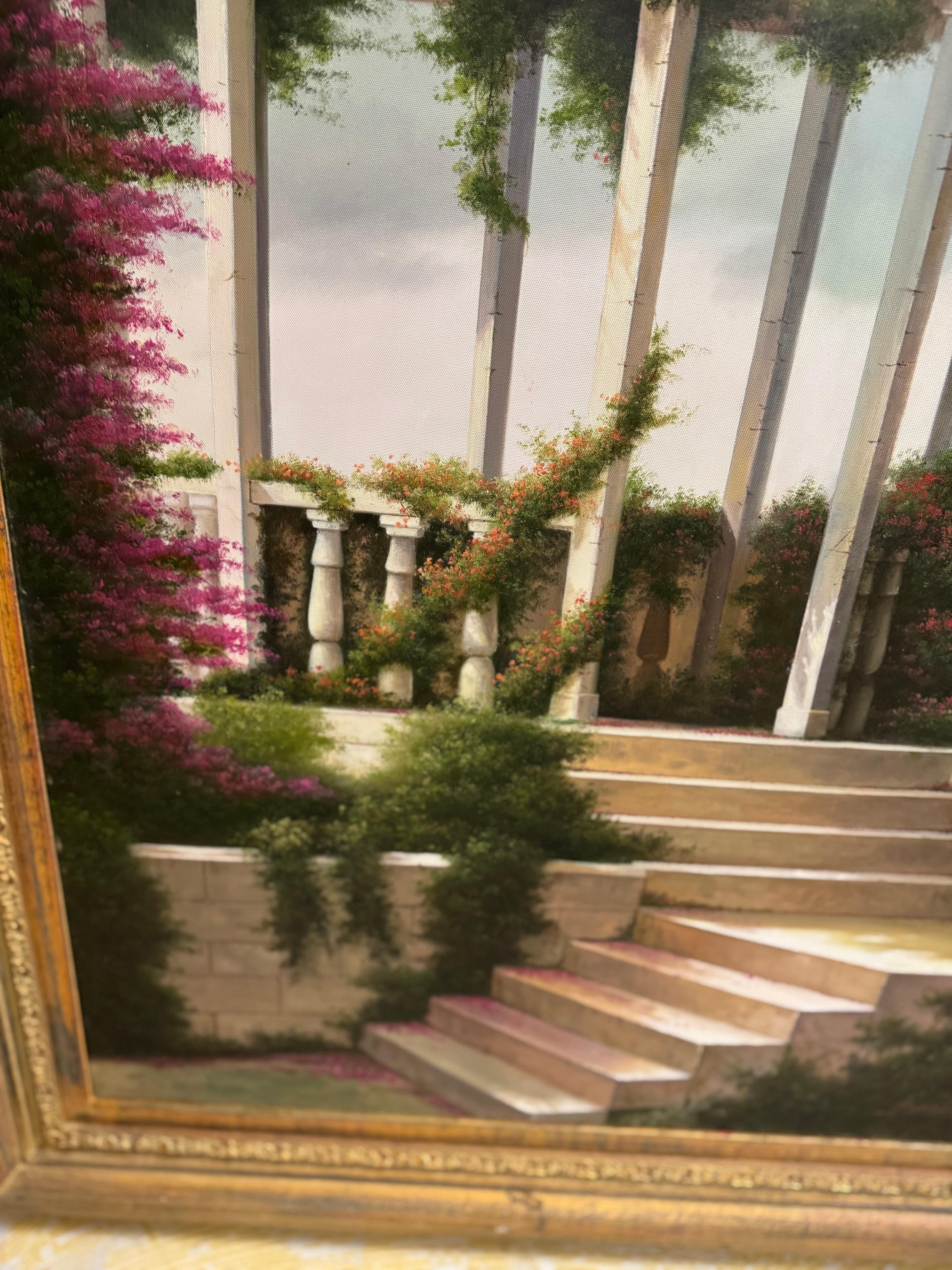 Original-Gemälde des Künstlers Bazzaro friedlichen, Garten Rückzug. (20. Jahrhundert) im Angebot