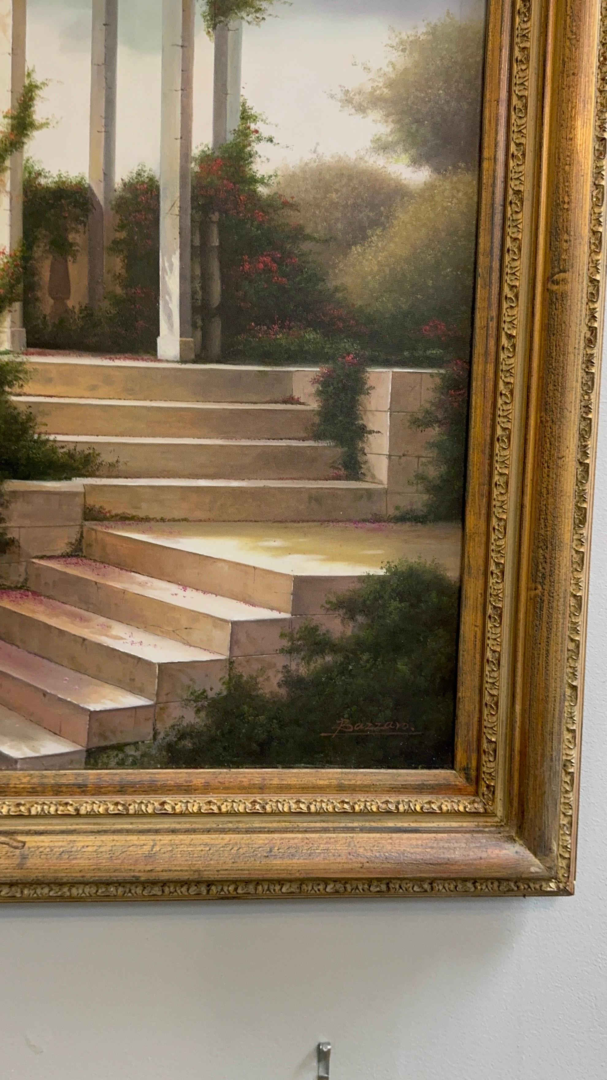 Original-Gemälde des Künstlers Bazzaro friedlichen, Garten Rückzug. im Angebot 1