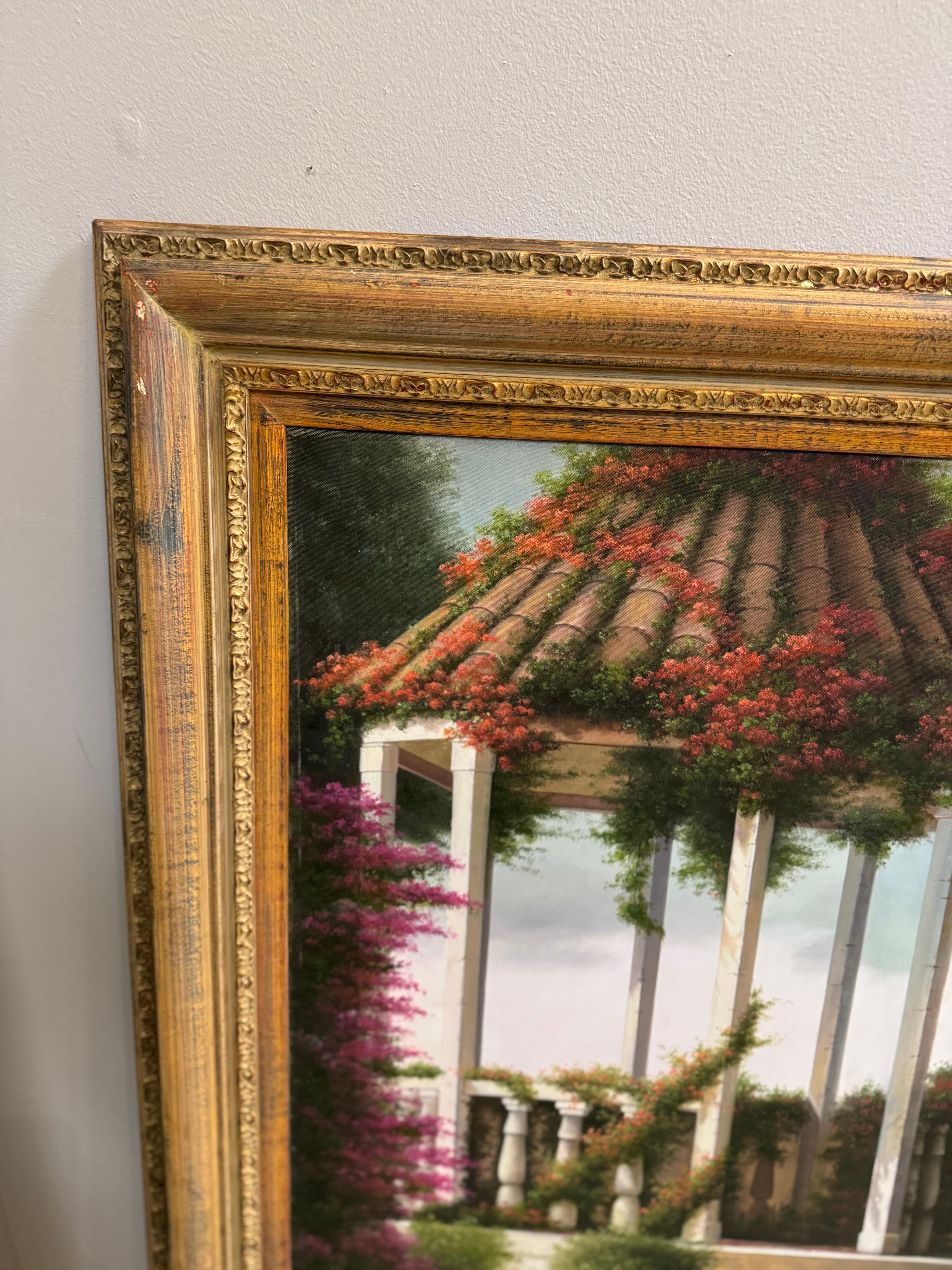 Original-Gemälde des Künstlers Bazzaro friedlichen, Garten Rückzug. im Angebot 2