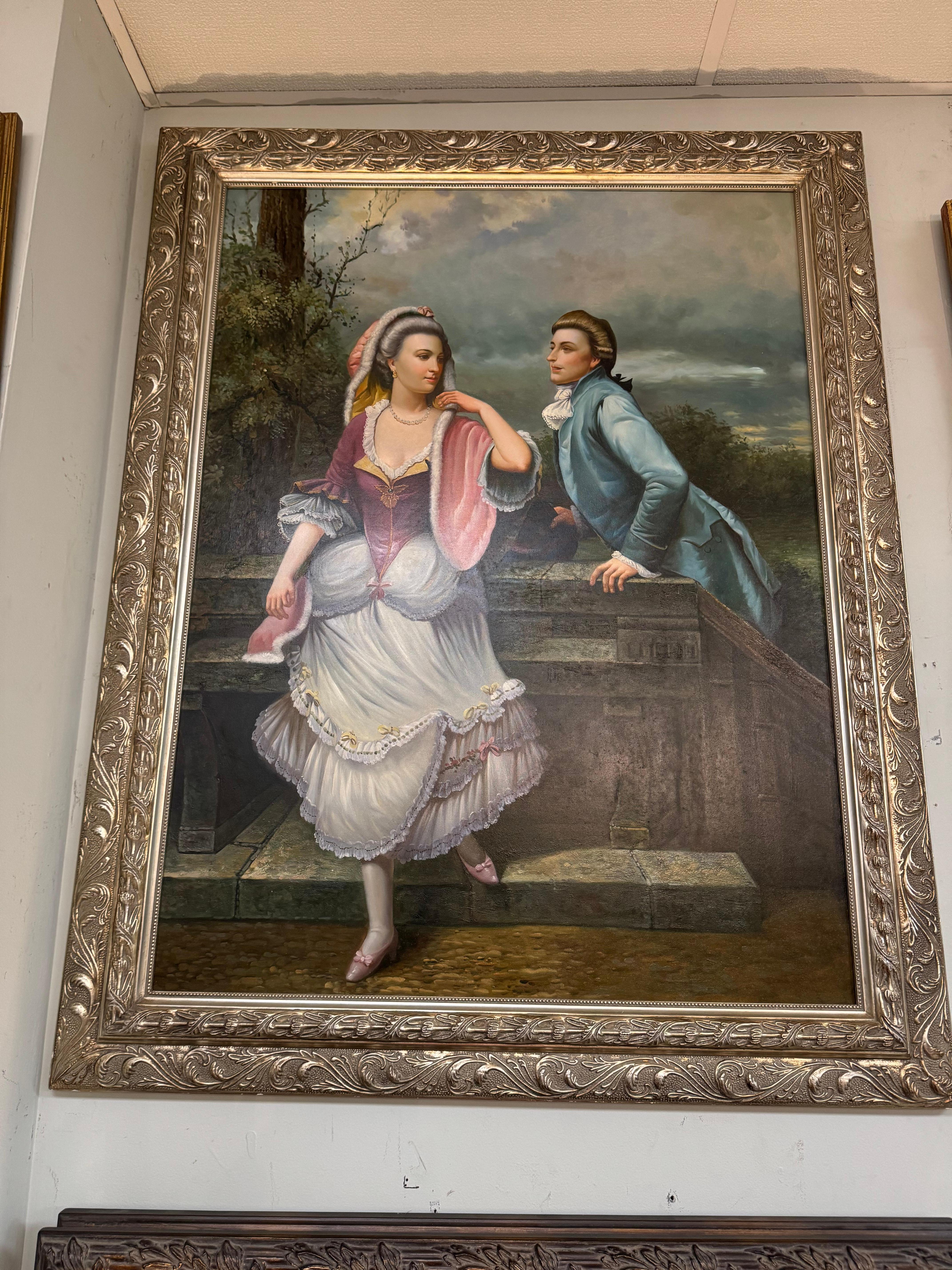20ième siècle Peinture originale d'Auguste Detti  Artistics du 18ème siècle en vente