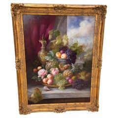 Antique Original painting inspired  "Still Life with Fruit" by James Poulton, a British