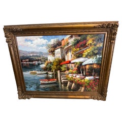 Original painting lake Italy Como Scene 39x48 - Italy