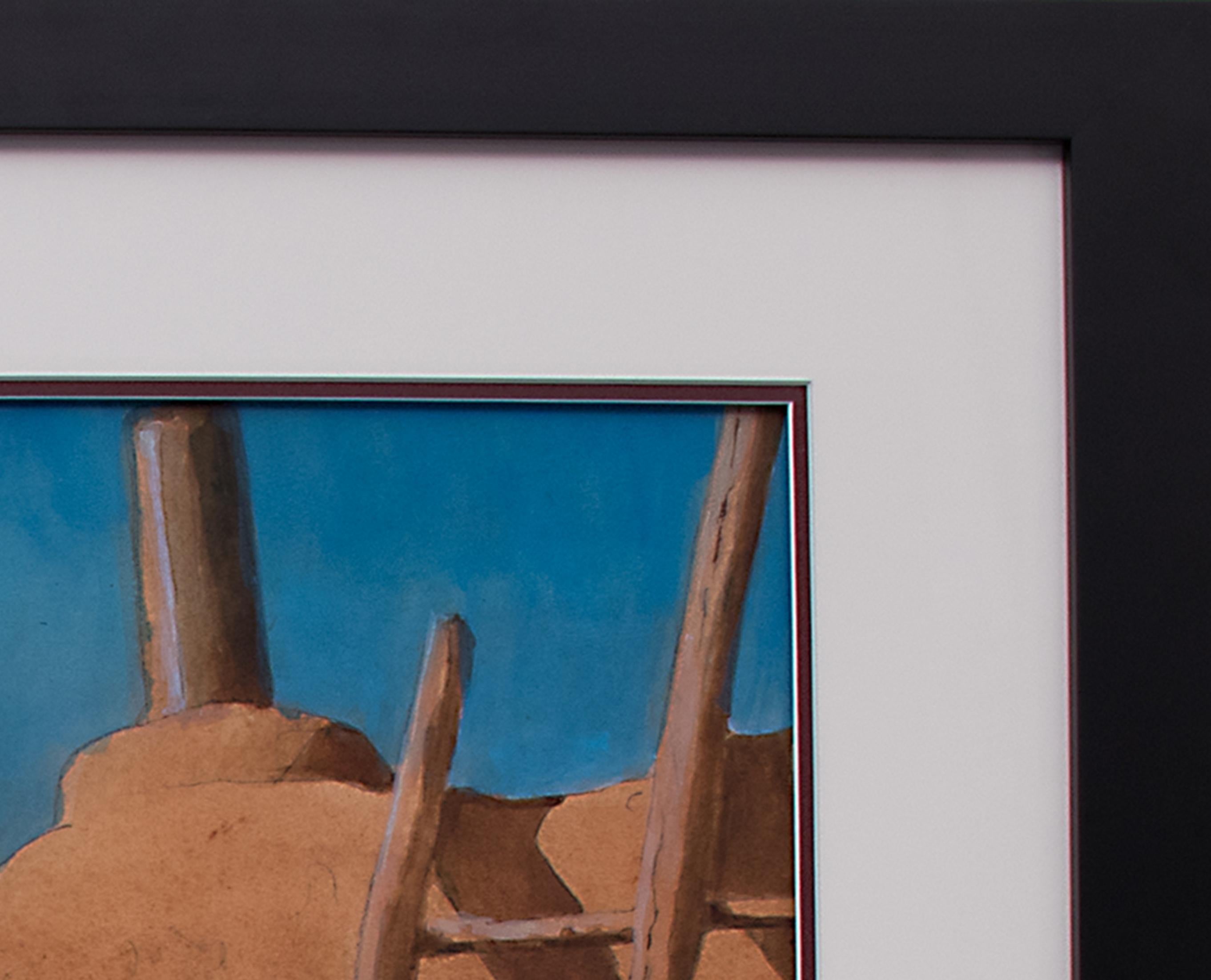 20th Century Original Painting of a Native American Woman at Taos Pueblo, New Mexico