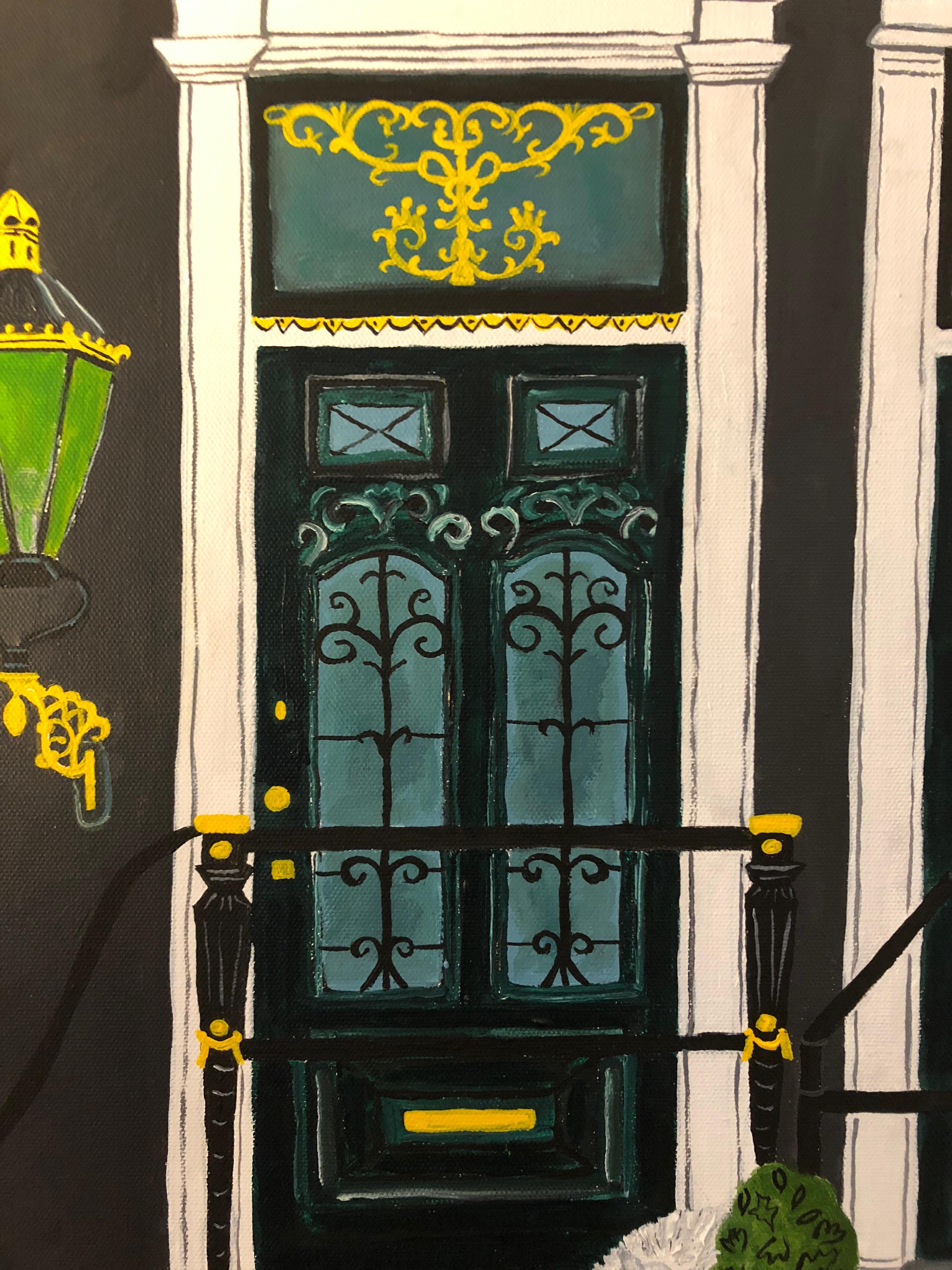 Canvas Limited Edition Reproduction Painting of Amsterdam Doorway For Sale