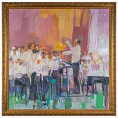 Original Painting of an Orchestra, on Canvas, Signed