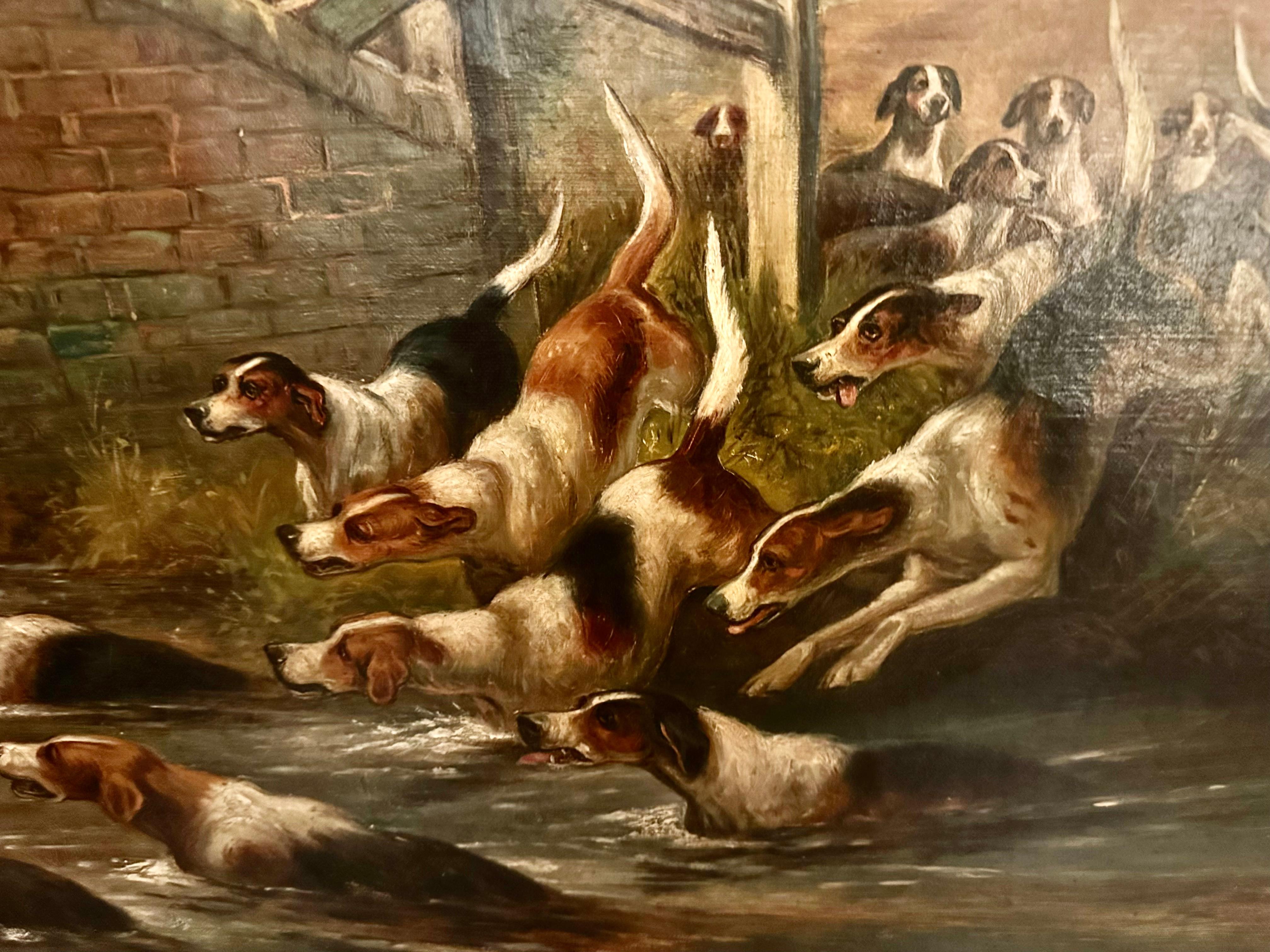 English Original Painting of Hunt Scene by Listed Artist Arthur Alfred Davis For Sale