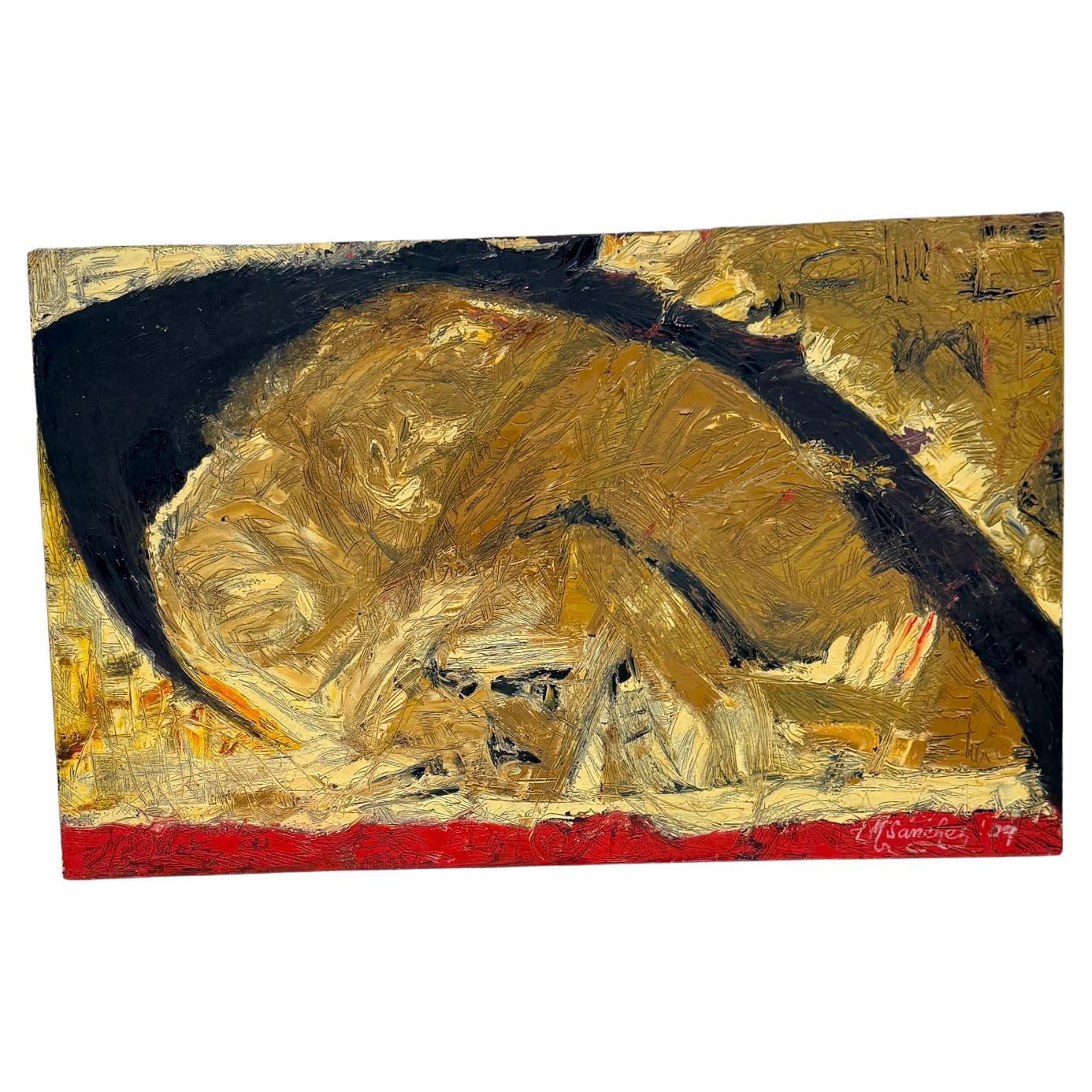 Originalgemälde Öl auf Leinwand Signiert Sanchez für Villa Saaverios im Angebot