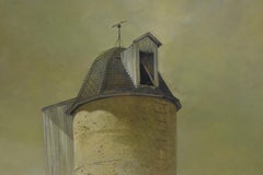 Original Painting Oil on Board Richard Treaster Silo with Weathervane