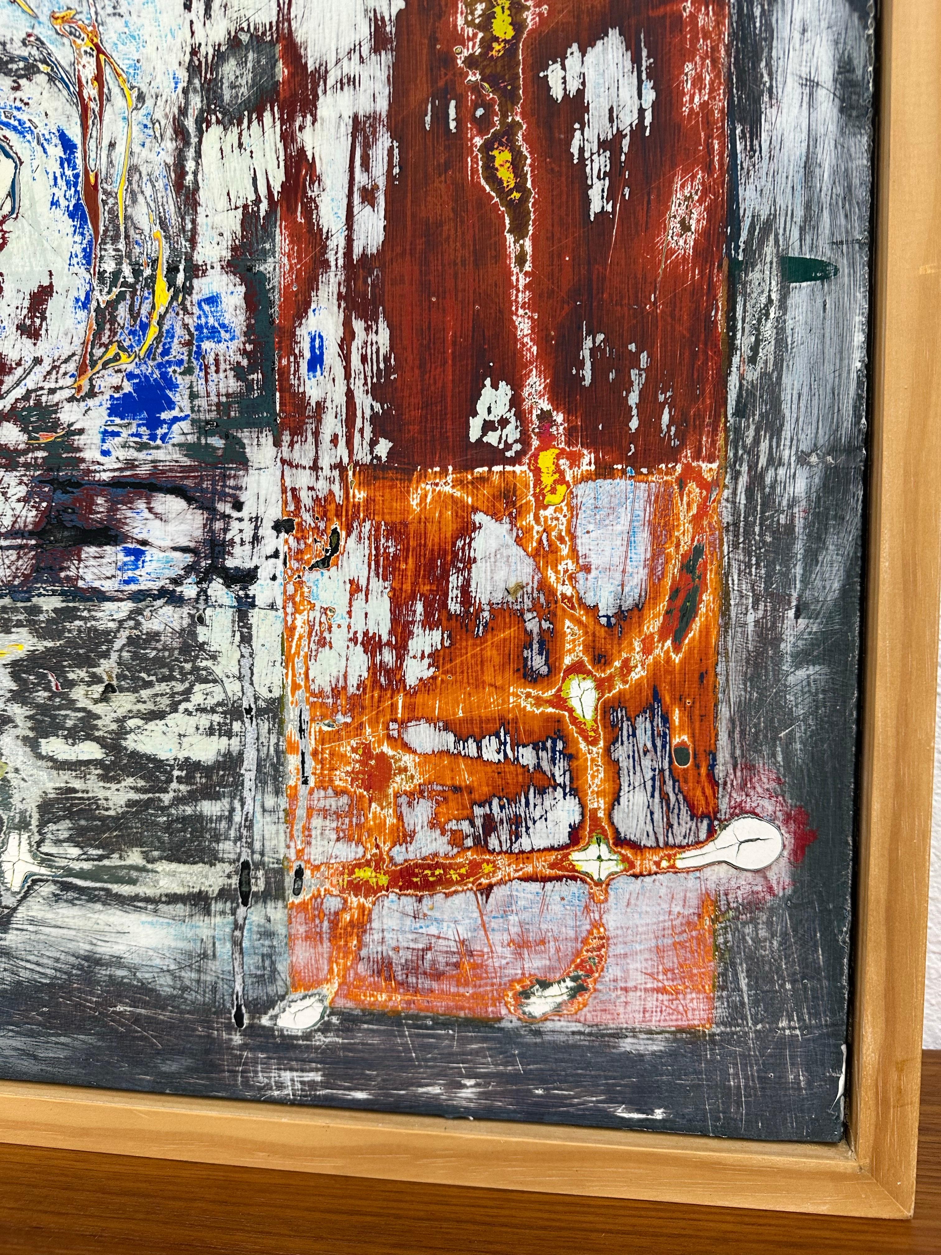 Americano Quadro originale su tavola Quadro astratto modernista con cornice, firmato T. Joyce in vendita