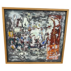Pintura original sobre tabla Pintura abstracta modernista enmarcada, firmada T. Joyce