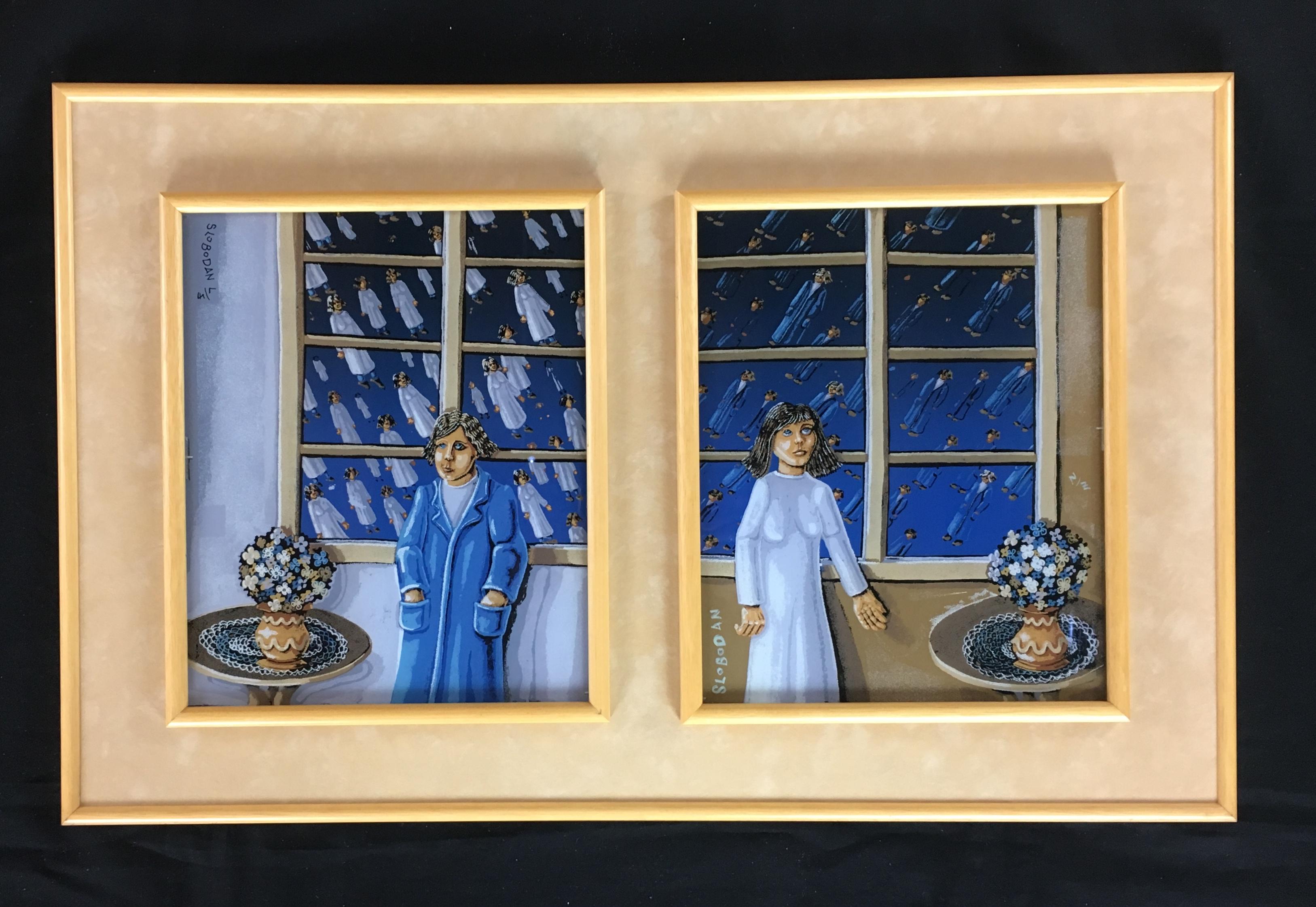 Painted Original Reverse Glass Painting  by Ivicevic Slobodan For Sale