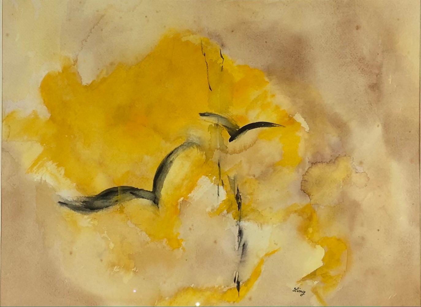 Original-Farbkomposition von Dolorès Ling.
Thema: Vögel im Flug. 

Dolorès LING (1932-1999)
Ohne Titel, signiert unten rechts.

Die Farbkomposition wurde auf Xuan-Papier gemalt, das sehr alt ist und in China zum Schreiben und Malen verwendet wurde.
