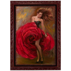 Original Painting, Spanish Rose by our Studio Artist Mia Orlova, Modern Art