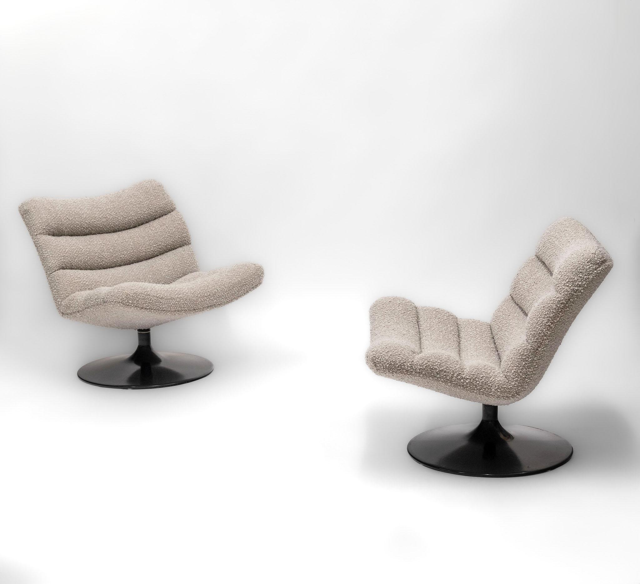 Pareja original Geoffrey Harcourt F506 Sillones Boucle Weave Artifort Años 80 en venta 4