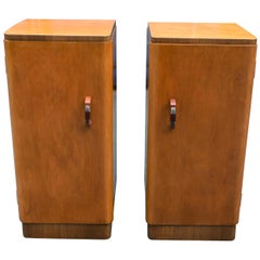 Original Pair of 1930s Art Deco Blonde Bedside Cabinets