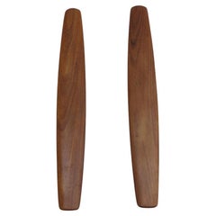 Original par de tiradores de puerta de gran longitud de Afrormosia de los años 60 Original par de tiradores de puerta de gran longitud de Afrormosia de los años 60