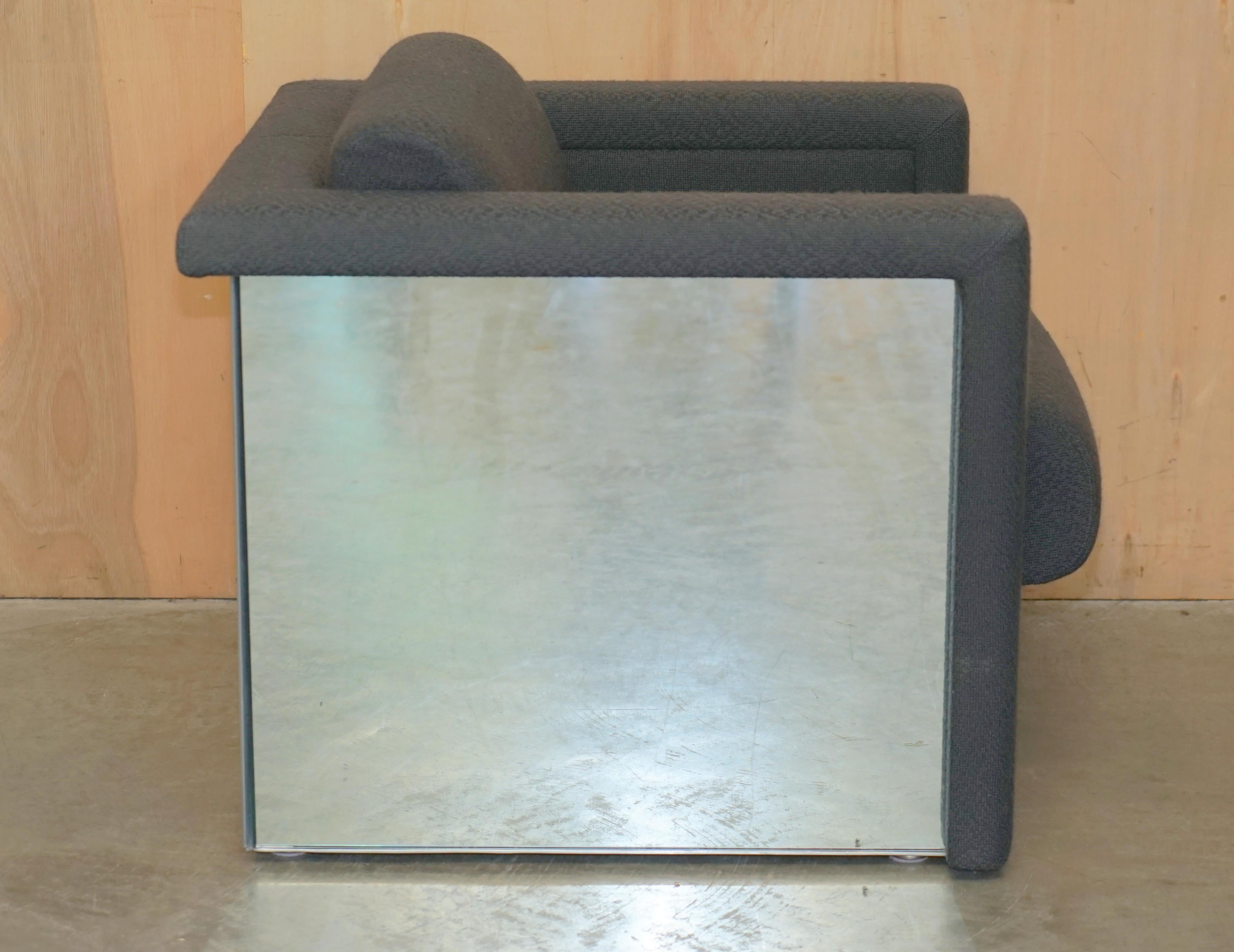 ORIGINAL PAIR OF 1988 TRIX AND ROBERT HAUSSMANN FOR KNOLL MIRRORED ARMCHAIRs For Sale 8