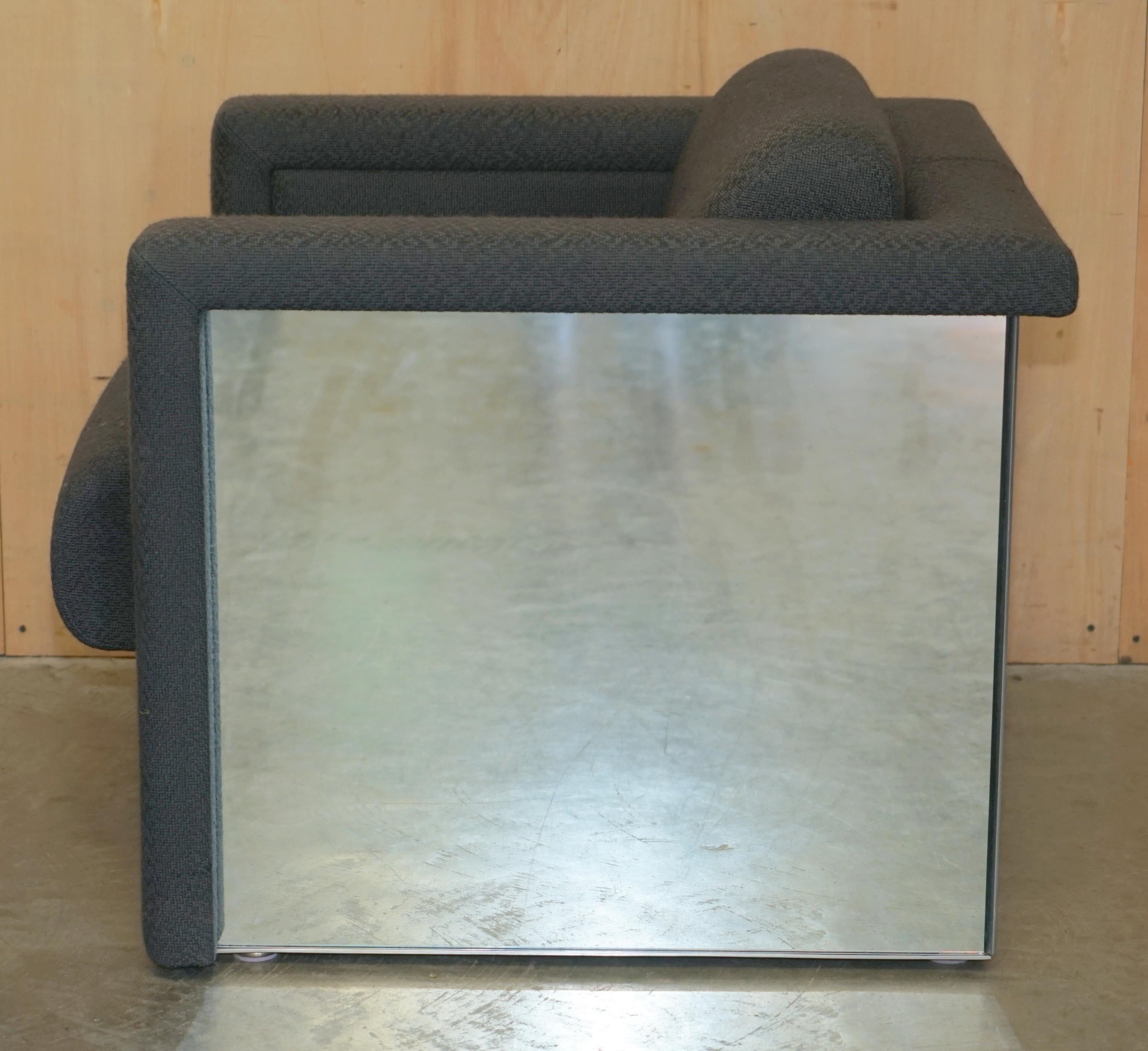 ORIGINAL PAIR OF 1988 TRIX AND ROBERT HAUSSMANN FOR KNOLL MIRRORED ARMCHAIRs For Sale 10