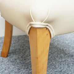 Original Pair of Art Deco 1930's Walnut and Cream Leather Side Chairs