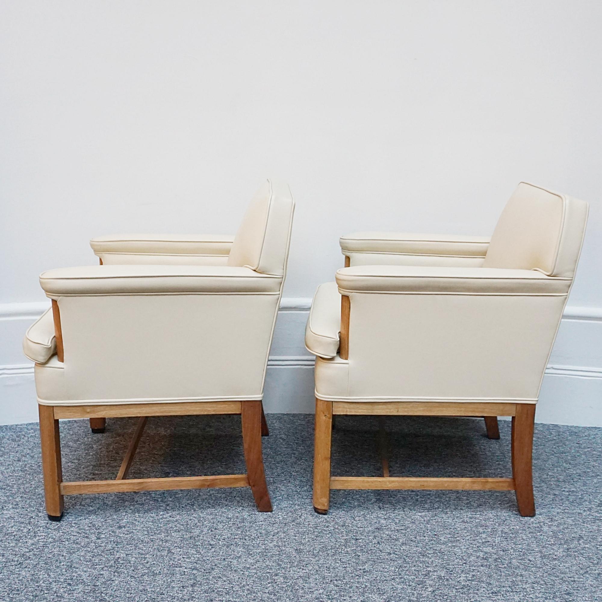 Leather Original Pair of Art Deco Bankers Armchairs English Circa 1920