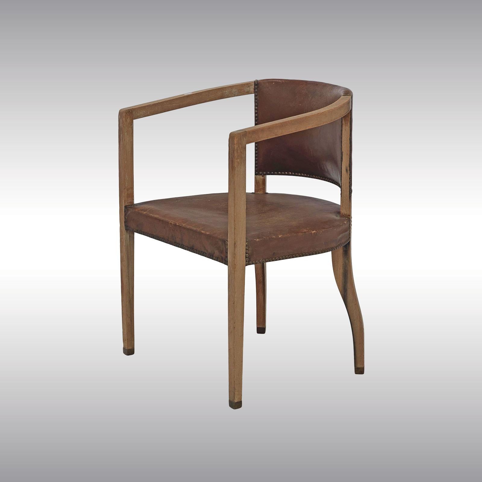 Autrichien Paire de chaises originales Carl Witzmann House Bergmann Jugendstil Secession style en vente