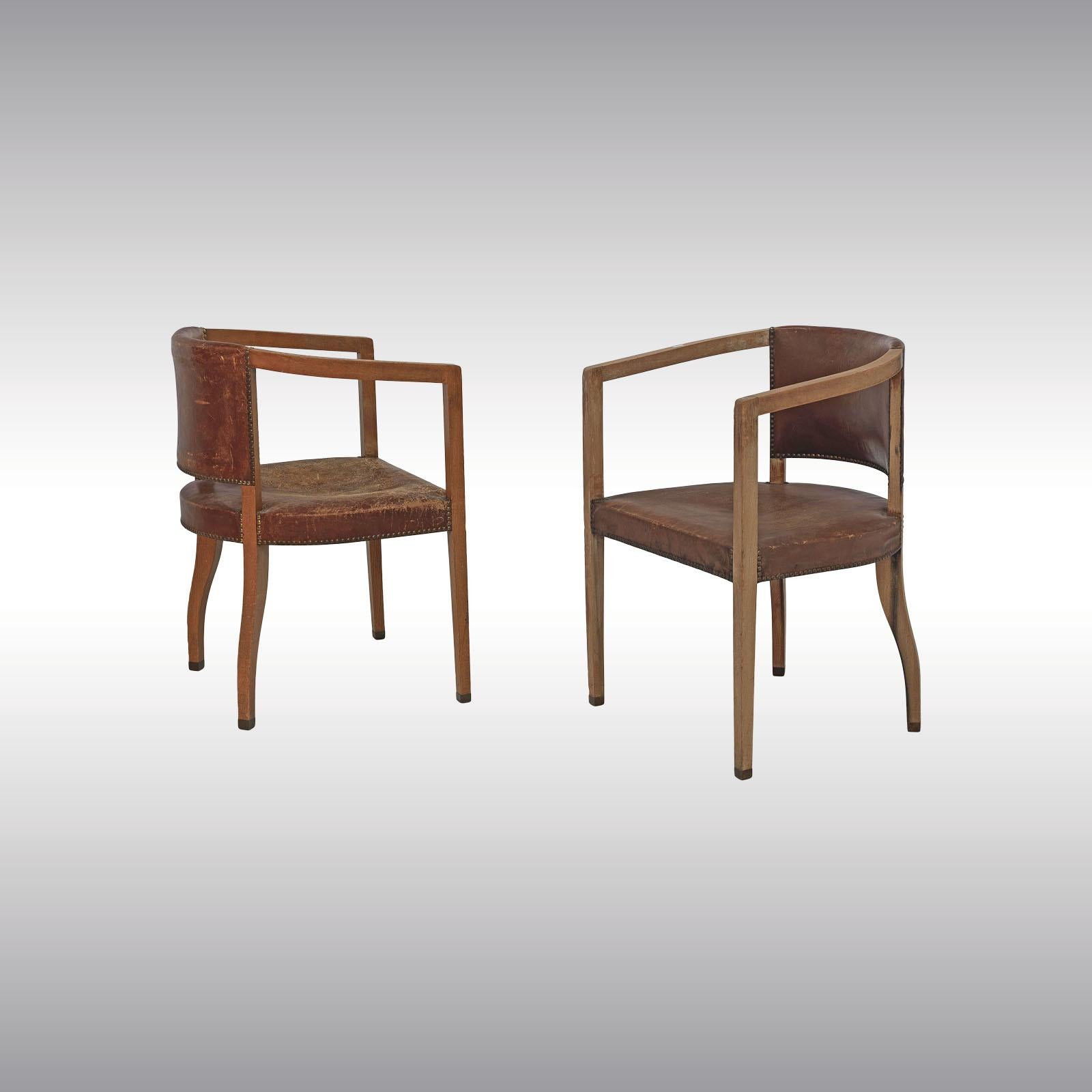 Austrian Original Pair of Carl Witzmann Chairs House Bergmann Jugendstil Secession Style For Sale