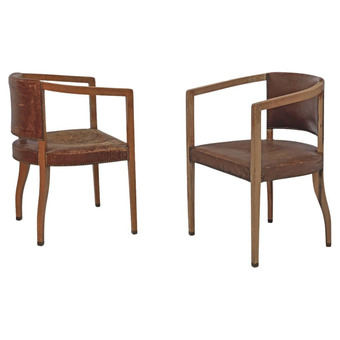 Original Pair of Carl Witzmann Chairs House Bergmann Jugendstil Secession Style For Sale