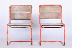 Original Pair of Chairs by Josef Gocar, Lacquered Steel, Czechia, 1930s