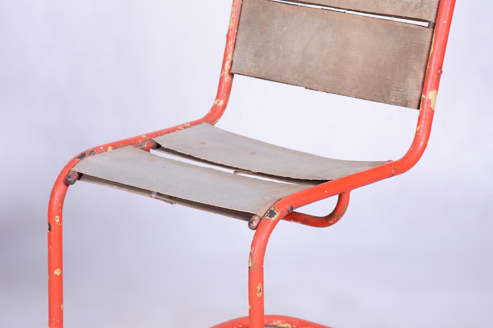 Original Pair of Chairs by Josef Gocar, Lacquered Steel, Czechia, 1930s For Sale 3