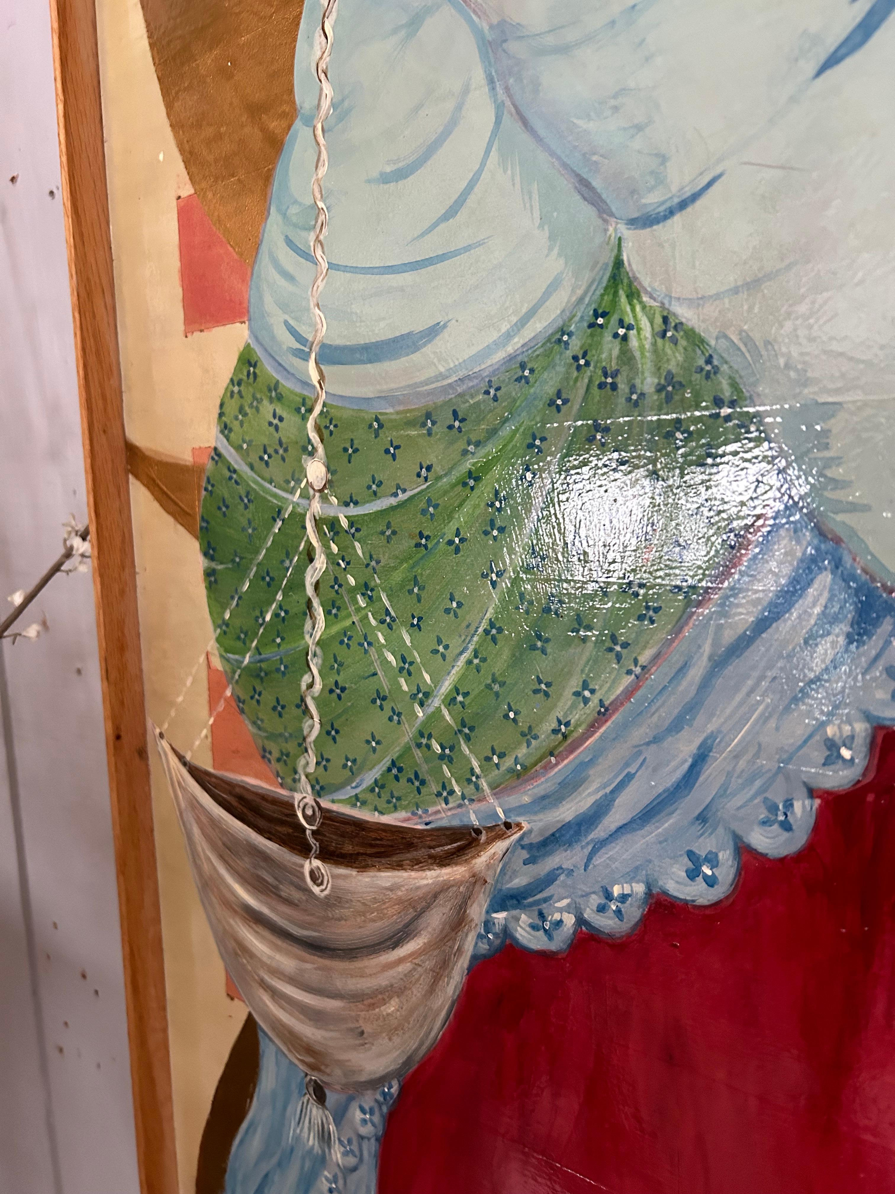 Original Pair of Contemporary Chinoiserie Figural Paintings on Panels For Sale 7
