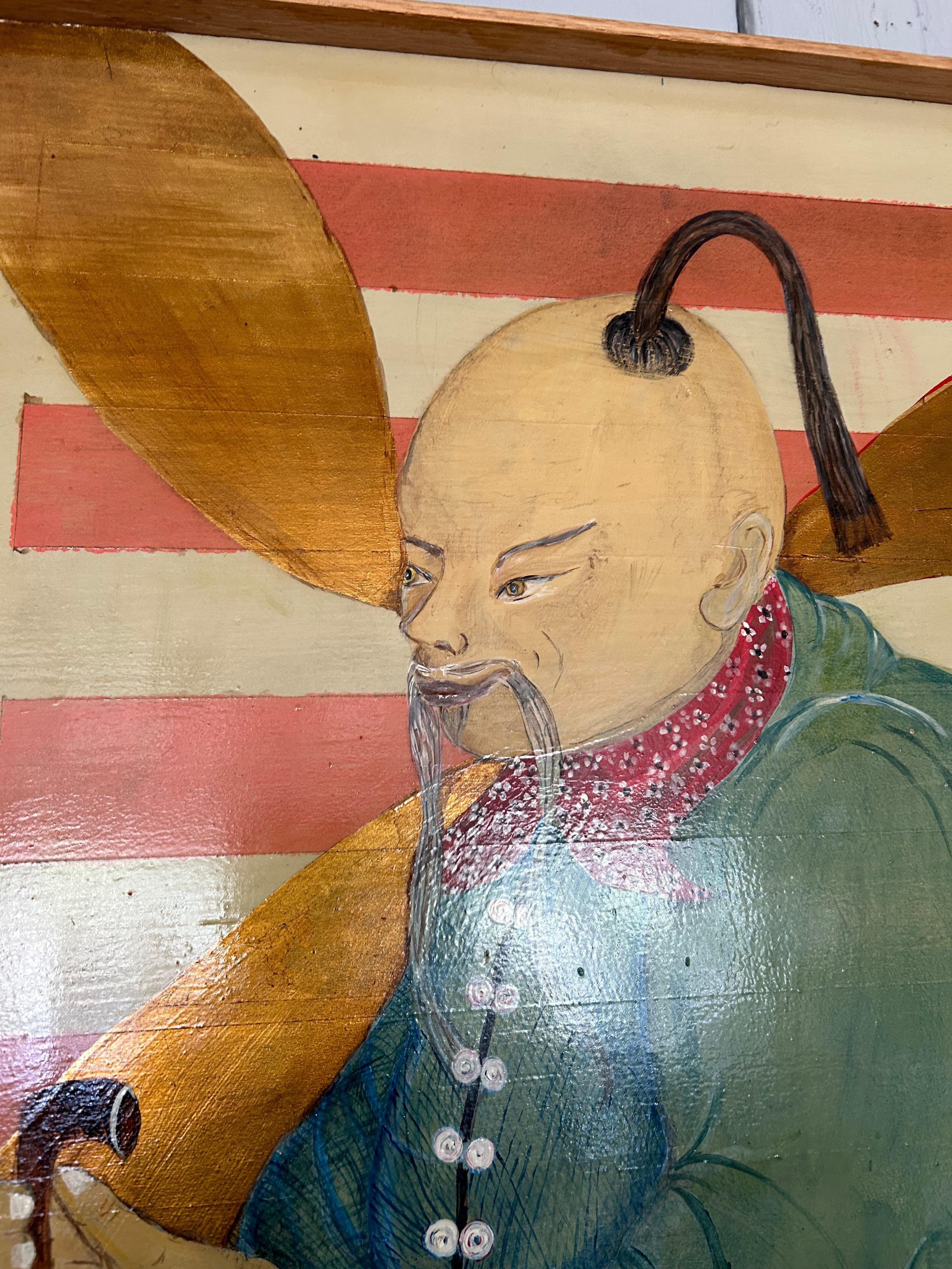 Original Pair of Contemporary Chinoiserie Figural Paintings on Panels For Sale 10